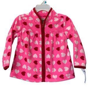 OshKosh Girls Pink Heart Fleece Zip Up Size 24M